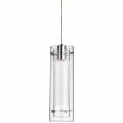 Dainolite Signature Pendant Light - 1-Light - 5-in X 15-in - Polished Chrome/White