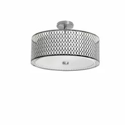 Dainolite Signature Flush Mount Light - 3-Light - 17-in - Satin Chrome