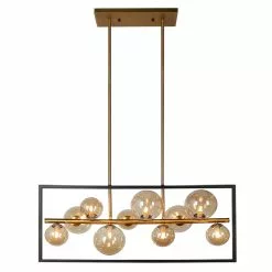 Dainolite Glasglow Pendant Light - 10-Light - 33-in X 14-in - Matte Black/Vintage Bronze