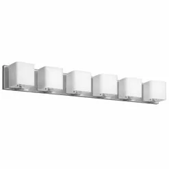 Dainolite Vanity Light - 6-Light - 39.5-in - White Frosted Glass And Polished Chrome
