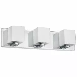 Dainolite Vanity Light - 3-Light - 19-in - Frosted Glass And Polished Chrome