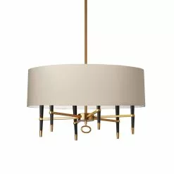 Dainolite Langford Pendant Light - 6-Light - 32-in X 17-in - Vintage Bronze/Beige