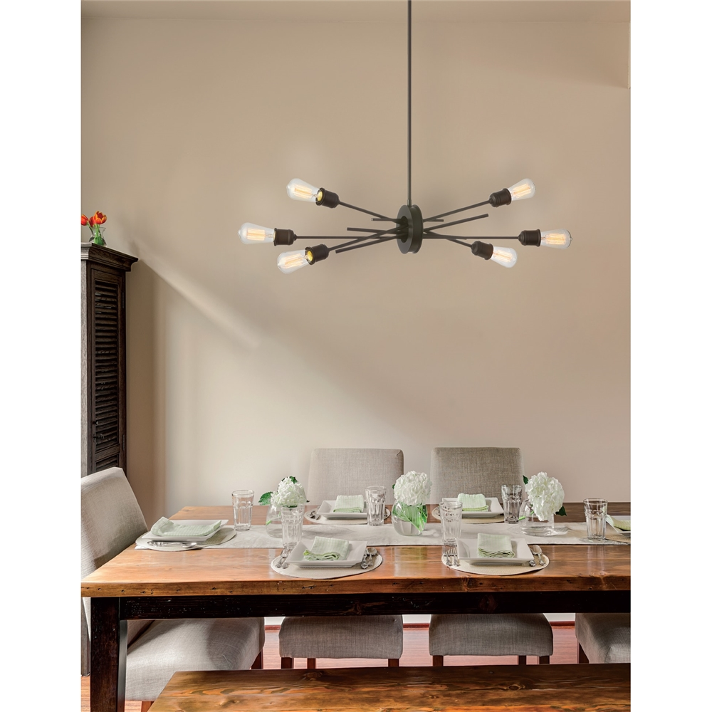 Dainolite Nebraska Pendant Light - 6-Light - 16-in X 16-in - Espresso 5 Dainolite Nebraska Pendant Light - 6-Light - 16-in X 16-in - Espresso - Image 3