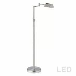 Dainolite Floor Lamp - 1-Light - 50.25-in - Satin Nickel