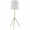 Dainolite Oversized Drum Floor Lamp - 1-Light - Aged Brass Frame - White Shade