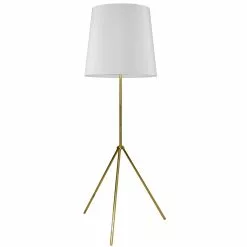 Dainolite Oversized Drum Floor Lamp - 1-Light - Aged Brass Frame - White Shade -Dainolite Shop 330719403 MainImage frCA