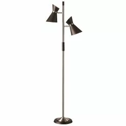 Dainolite Mid Century Modern Floor Lamp - 2-Light - 62.5-in - Polished Chrome