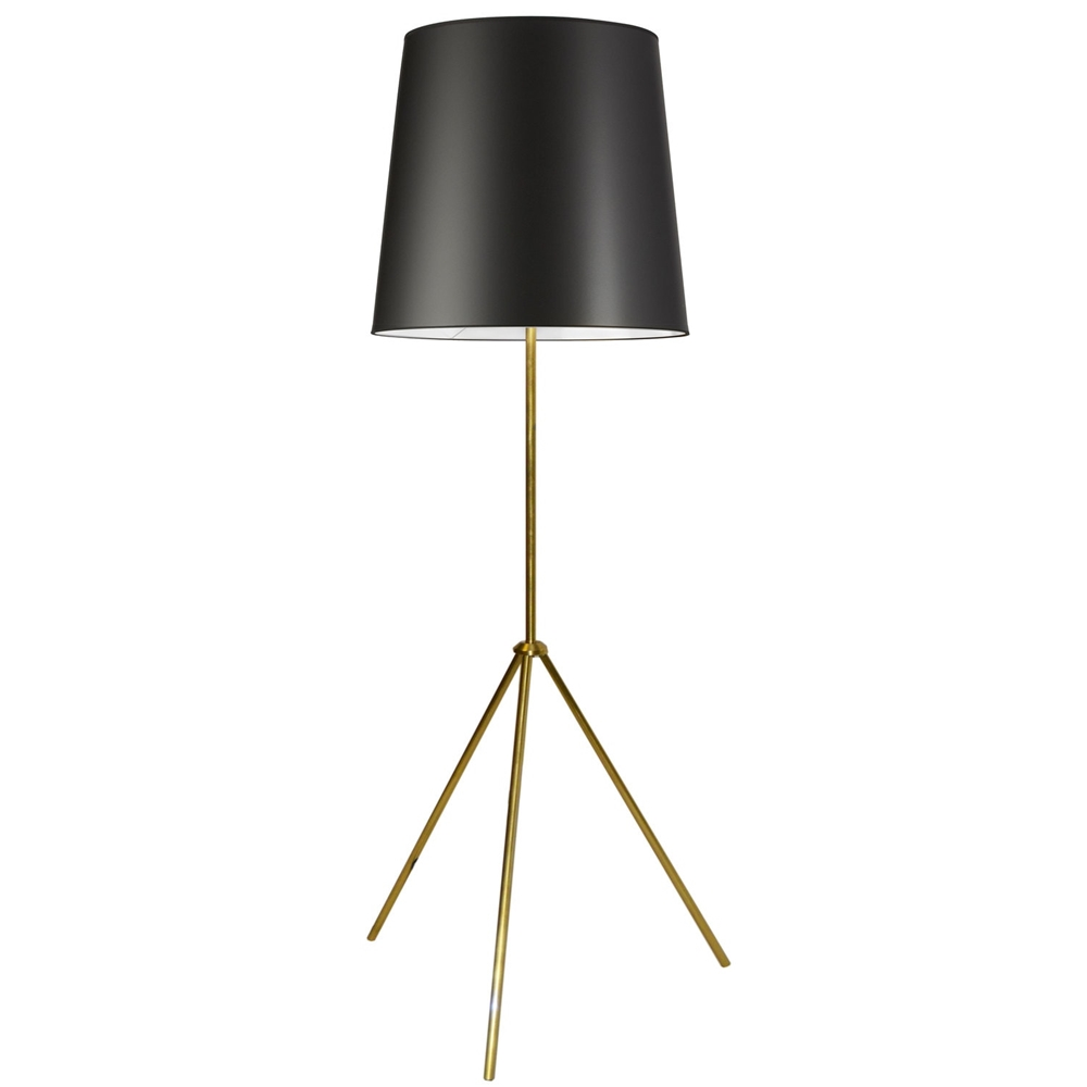 Dainolite Oversized Drum Floor Lamp - 1-Light - Aged Brass Frame - Black And White Shade 3 Dainolite Oversized Drum Floor Lamp - 1-Light - Aged Brass Frame - Black And White Shade