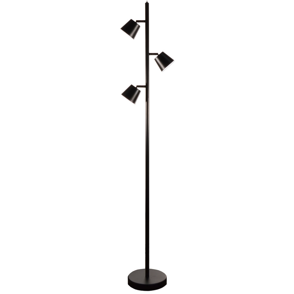 Dainolite Modern Floor Lamp - 3-Light - 61.5-in - Matte Black 3 Dainolite Modern Floor Lamp - 3-Light - 61.5-in - Matte Black