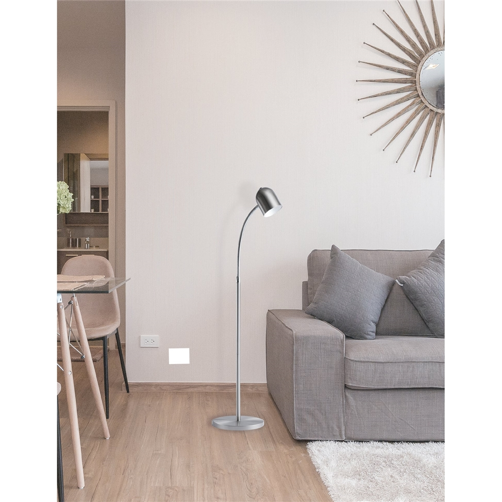 Dainolite Floor Lamp - 1-LED Light - Satin Chrome 5 Dainolite Floor Lamp - 1-LED Light - Satin Chrome - Image 3