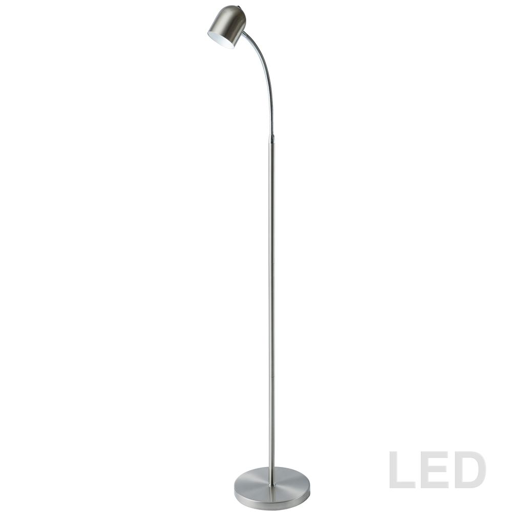 Dainolite Floor Lamp - 1-LED Light - Satin Chrome 3 Dainolite Floor Lamp - 1-LED Light - Satin Chrome