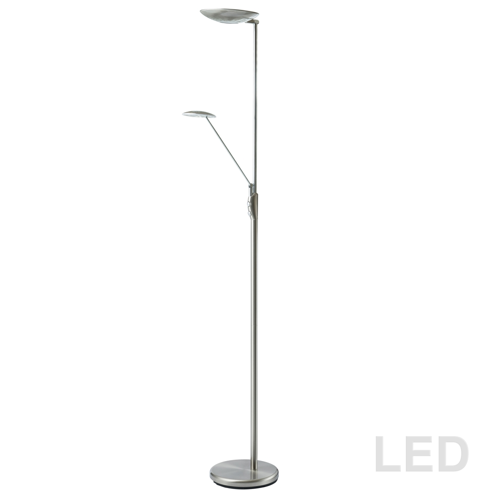 Dainolite Mother & Son Floor Lamp - 3-LED Light - Satin Chrome 4 Dainolite Mother & Son Floor Lamp - 3-LED Light - Satin Chrome - Image 2