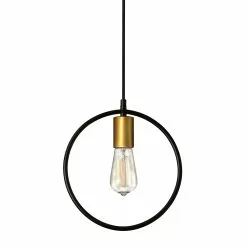 Dainolite Geometric Pendant Light - 1-Light - 12-in X 13-in - Gold/Black