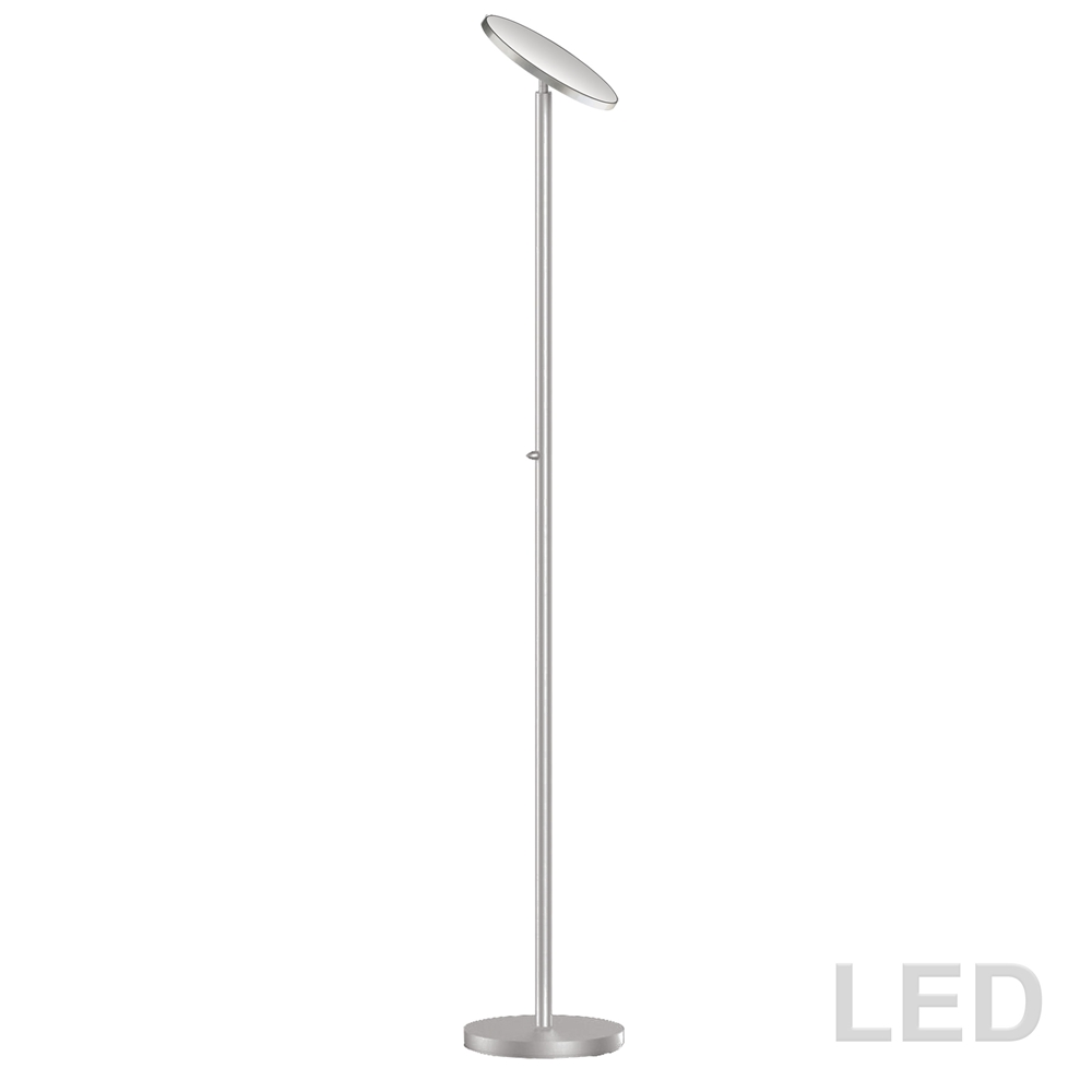 Dainolite Torchier Floor Lamp - 1-LED Light - Satin Chrome 3 Dainolite Torchier Floor Lamp - 1-LED Light - Satin Chrome