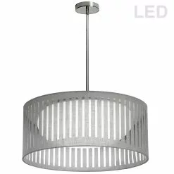 Dainolite Slit Drum Pendant Light - 1-Light - 20-in X 8-in - Grey