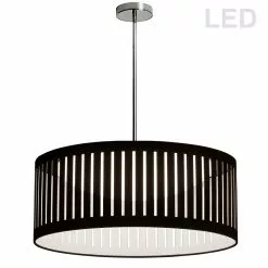 Dainolite Slit Drum Pendant Light - 1-Light - 20-in X 8-in - Black