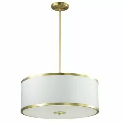 Dainolite Zuri Pendant Light - 4-Light - 20-in X 8.5-in - Aged Brass/White
