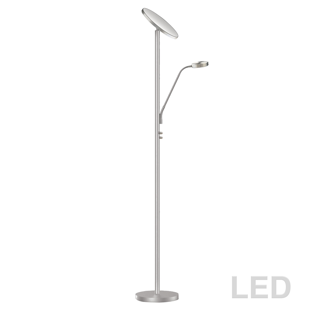 Dainolite Mother & Son Floor Lamp - 2-LED Light - Satin Chrome 3 Dainolite Mother & Son Floor Lamp - 2-LED Light - Satin Chrome