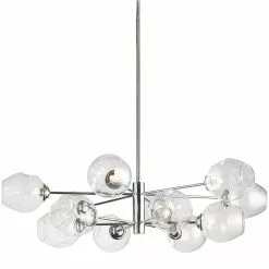 Dainolite Abii Pendant Light - 12-Light - 33-in X 10-in - Polished Chrome/Glass