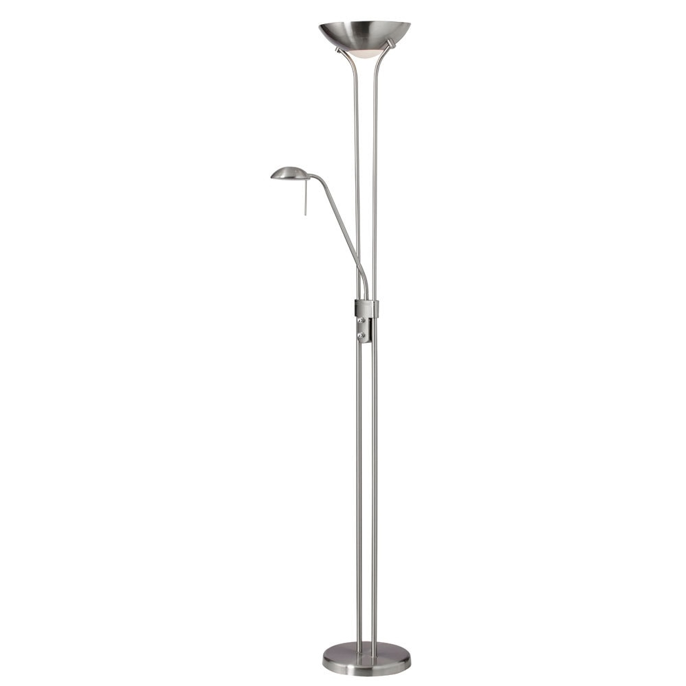 Dainolite Mother & Son Floor Lamp - 3-Light - Satin Chrome 3 Dainolite Mother & Son Floor Lamp - 3-Light - Satin Chrome
