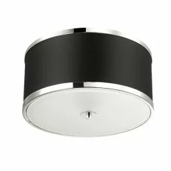 Dainolite Zuri Flush Mount Light - 3-Light - 15-in - Polished Chrome/Black