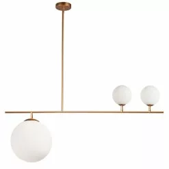Dainolite Orion Pendant Light - 3-Light - 36-in X 14.5-in - Gold/Frosted Glass