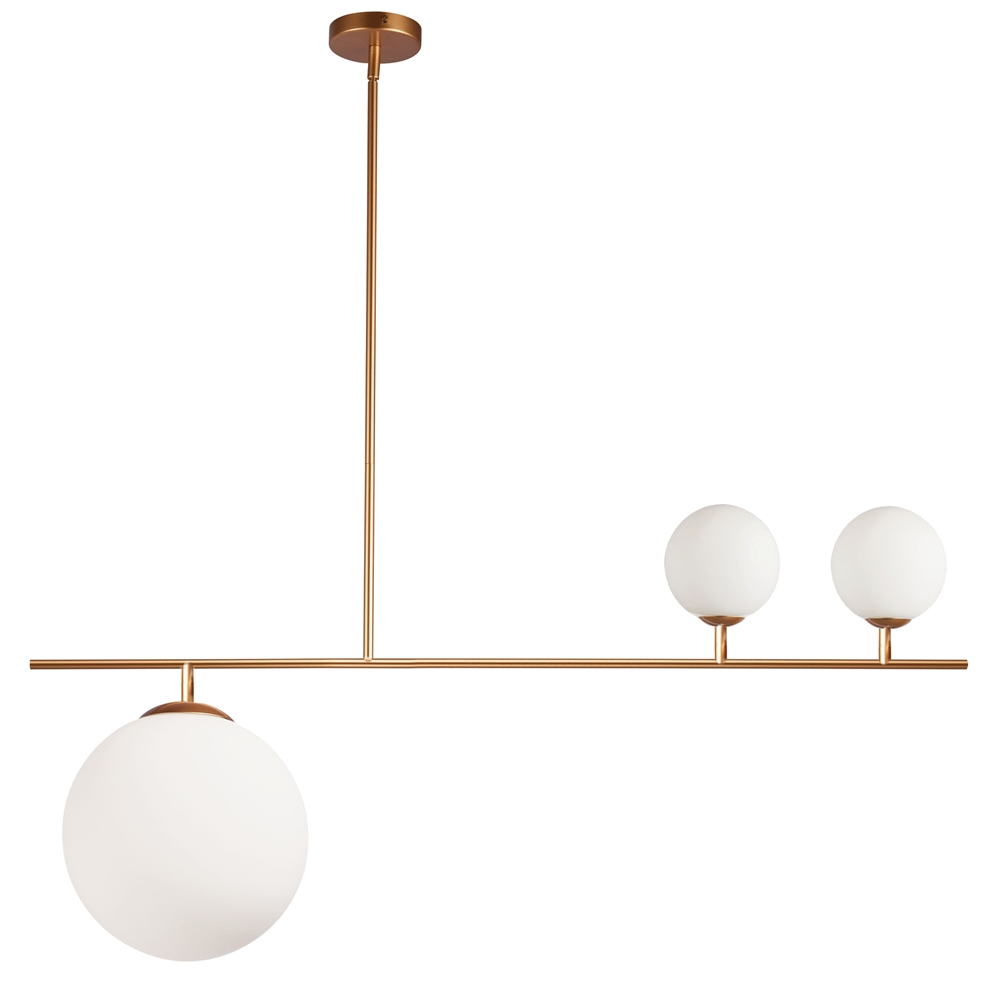 Dainolite Orion Pendant Light - 3-Light - 36-in X 14.5-in - Gold/Frosted Glass 3 Dainolite Orion Pendant Light - 3-Light - 36-in X 14.5-in - Gold/Frosted Glass