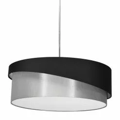 Dainolite Jazlynn Pendant Light - 1-Light - 24-in X 8-in - Polished Chrome/Black/Silver
