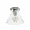 Dainolite Roswell Flush-Mount Light - 1-Light - 9-in X 7.3-in - Satin Chrome -Dainolite Shop 330730621 MainImage 001