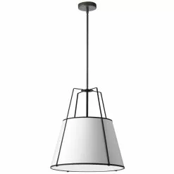 Dainolite Trapezoid Pendant Light - 1-Light - 18-in X 19.5-in - Matte Black/White