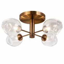 Dainolite Semi-Flush Mount Light - 4-Light - 20.5-in - Vintage Bronze/Clear Glass
