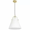 Dainolite Emperor Pendant Light - 1-Light - 13-in X 11-in - Aged Brass/White