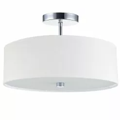 Dainolite Semi-Flush Mount Light - 3-Light - 14.25-in - Polished Chrome And White