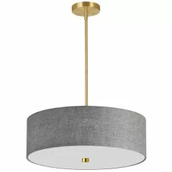 Dainolite Everly Pendant Light - 4-Light - 20-in X 5-in - Aged Brass/Grey