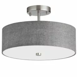 Dainolite Semi-Flush Mount Light - 3-Light - 14.25-in - Satin Chrome And Grey