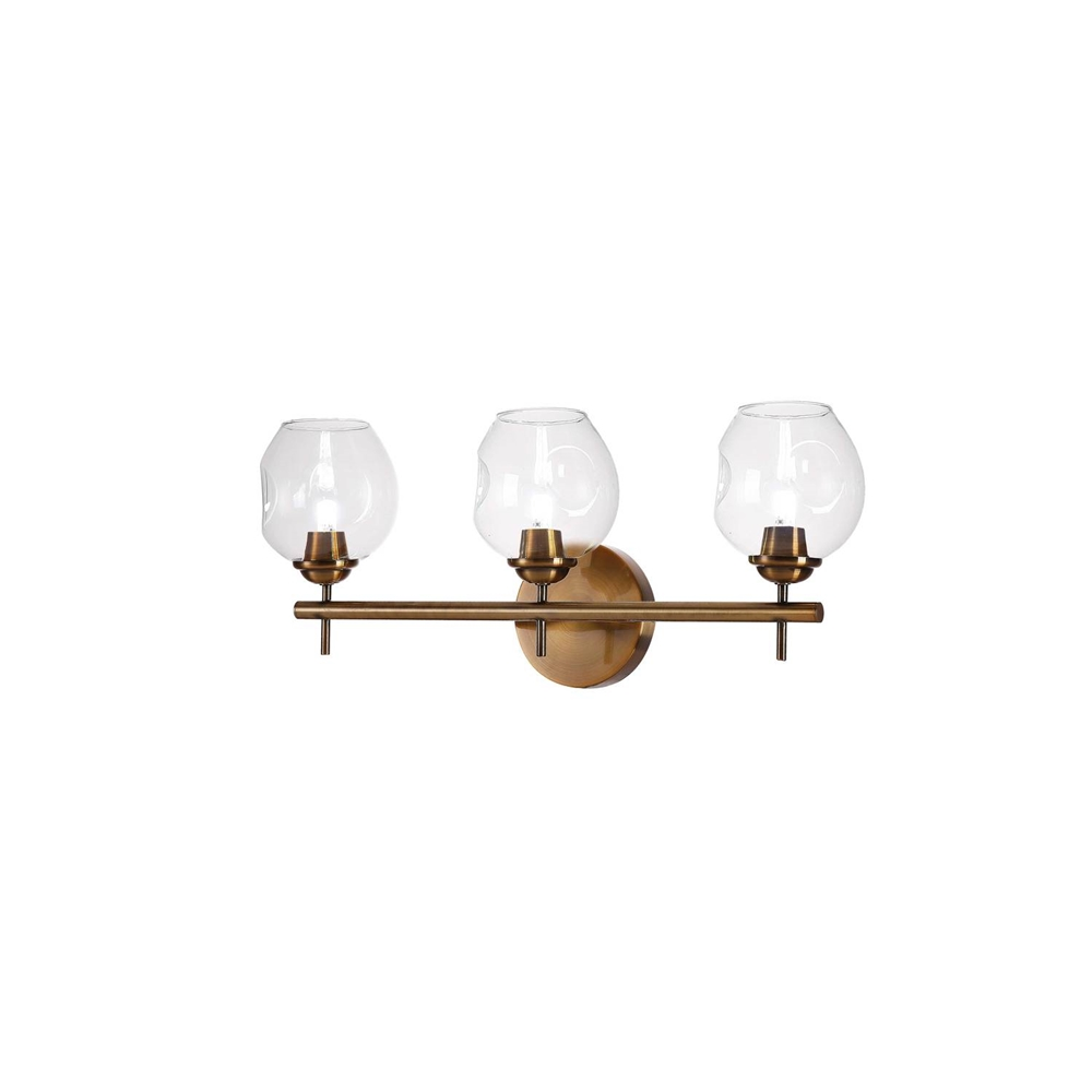 Dainolite Abii Vanity Light - 3-Light - 18.2-in - Vintage Bronze And Clear Glass 3 Dainolite Abii Vanity Light - 3-Light - 18.2-in - Vintage Bronze And Clear Glass