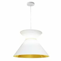 Dainolite Patricia Pendant Light - 1-Light - 18-in X 11.5-in - White And Gold