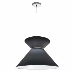 Dainolite Patricia Pendant Light - 1-Light - 18-in X 11.5-in - Polished Chrome/Black