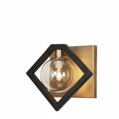 Dainolite Glasglow Wall Sconce - 1-Light - 9-in - Matte Black And Vintage Bronze