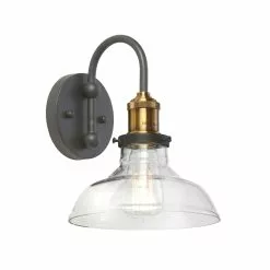 Dainolite Signature Wall Sconce - 1-Light - 8-in - Black And Antique Brass