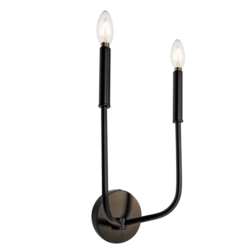 Dainolite Eleanor Wall Sconce - 2-Light - 4.75-in - Matte Black 3 Dainolite Eleanor Wall Sconce - 2-Light - 4.75-in - Matte Black