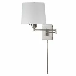 Dainolite Dainotlite 13-in H Swing Arm Wall Lamp - Satin Chrome/White