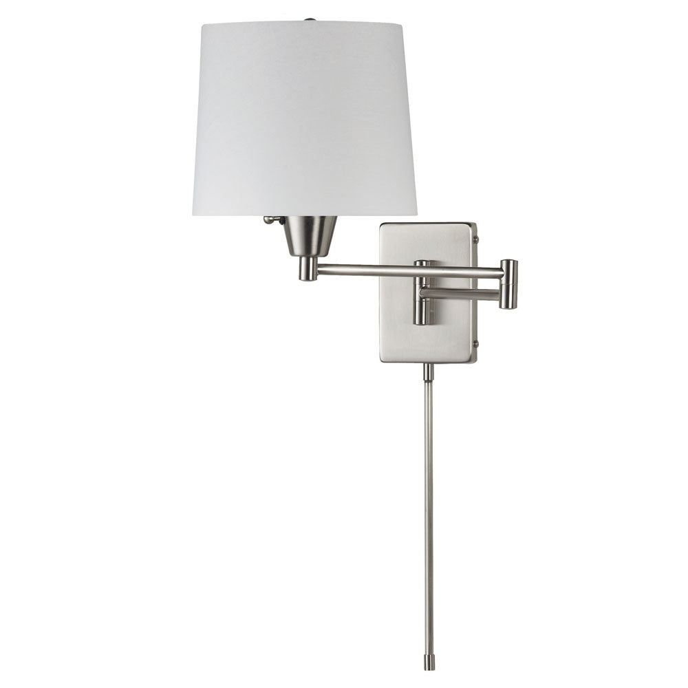 Dainolite Dainotlite 13-in H Swing Arm Wall Lamp - Satin Chrome/White 3 Dainolite Dainotlite 13-in H Swing Arm Wall Lamp - Satin Chrome/White