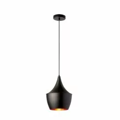 Dainolite Helsinki Pendant Light - 1-Light - Matte Black/Gold