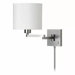 Dainolite Dainotlite 12-in H Swing Arm Wall Lamp - Satin Chrome/White -Dainolite Shop 330762551 MainImage 001