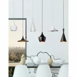 Dainolite Helsinki Pendant Light - 1-Light - Silver/Matte White