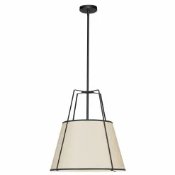 Dainolite Trapezoid Modern/Contemporary 18-in Cream And Black Pendant Light