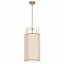 Dainolite Trapezoid Modern/Contemporary Cream And Gold 12-in Pendant Light
