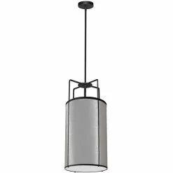 Dainolite Trapezoid Modern/Contemporary Grey And Black 12-in Pendant Light