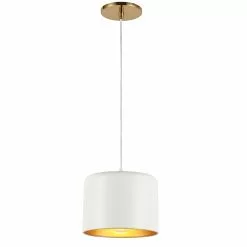Dainolite Emilia Transitional 8-in Matte White And Aged Brass Pendant Light